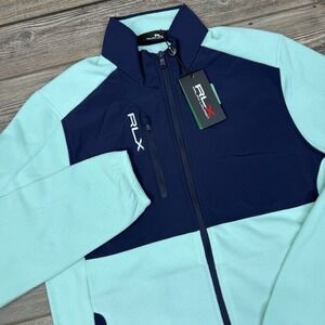 RLX Ralph Lauren Golf Fleece Jacket Full Zip‎ Mint Green Blue Mens MEDIUM NEW